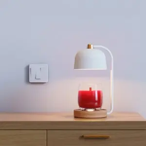 Candle Warmer Lamp Flameless Electric Candle Warmer with Timer and 2 Bulbs, Wax Warmer Lamp for Jar Candles, Lamp Warmer with Timer & Dimmer, Stylish Design Candle Warming Lamp, Home Decor -Wh...
