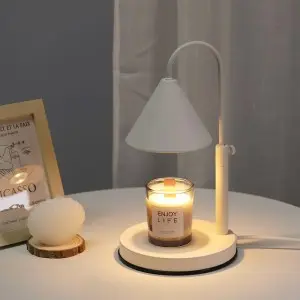 Candle Warmer, Adjustable Lamp for Yankee Candle Large Jar and 3 Wick Candles, Top Overhead Shade Warmers, 110-120V, Electric Auto Shut Melter Candle Warming Lamps (White/Black)