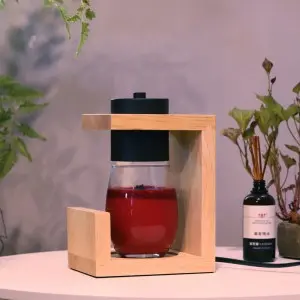 Modern Natural Rectangle Rubber Wood Electric Candle Warmer Lamp