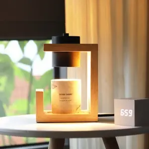 Modern Natural Rectangle Rubber Wood Electric Candle Warmer Lamp