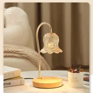 New glass flower romantic style electric candle warmer table lamp great gift and home decoration living room lightings Valentine’s gift flameless aroma burner creative present  for friends