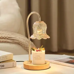 New glass flower romantic style electric candle warmer table lamp great gift and home decoration living room lightings Valentine’s gift flameless aroma burner creative present  for friends