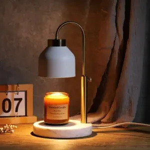 Modern Round Natural Marble Base Electric Candle Warmer Lamp