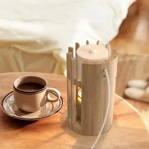 Nordic simple rubber wood style electric indoor burner candle warmer home fragrance night light luxury decoration aromatherapy healing aroma burner wax melting