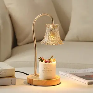 New glass flower romantic style electric candle warmer table lamp great gift and home decoration living room lightings Valentine’s gift flameless aroma burner creative present  for friends