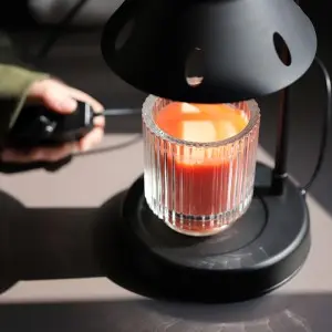 Candle Warmer Lamp, Compatible with Yankee Candle Large Jar, Metal, 110-120V, Dimmable Candle Melter, Small & Large Size Jar Candles (Black)
