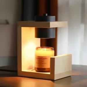 Modern Natural Rectangle Rubber Wood Electric Candle Warmer Lamp
