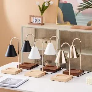 Home Decorative Flameless Wood Candle Warmer, Natural Material for Yankee Candle Large Jar and 3 Wick Candles, Top Overhead Shade Warmers, 110-120V, Electric Auto Shut Melter Candle Warming Lamps