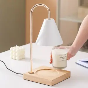 Electric Wood class style modern candle warmer lamp home decora fragrance aroma burner with GU10 halogen light bulb wax melter smokeless melting