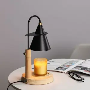 Modern Adjutsing Wood Candle warmer lamp home night light frangrance wax warmer