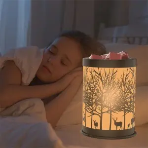 Fragrance Wax Melts Warmer With7 Colors Lighting Oil Lamp Scented Wax Candle Warmer Burner Melt Wax Cube Melter Classic Pine Forest Deer Design For Home DéCor, Office, And Gifts
