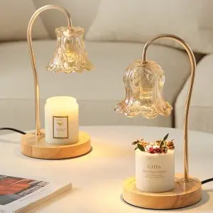 New glass flower romantic style electric candle warmer table lamp great gift and home decoration living room lightings Valentine’s gift flameless aroma burner creative present  for friends